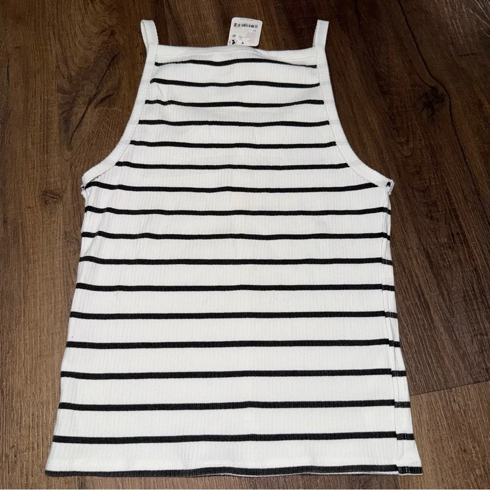 NWT Free People We the Free White & black High Neck Tank Top